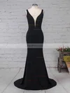 Sheath/Column V-neck Jersey Sweep Train Prom Dresses #Favs020105112