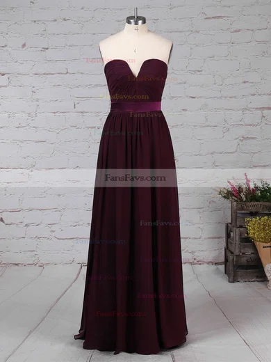 A-line Strapless Chiffon Floor-length Sashes / Ribbons Prom Dresses #Favs020105115