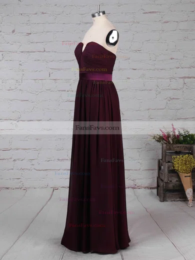 A-line Strapless Chiffon Floor-length Sashes / Ribbons Prom Dresses #Favs020105115