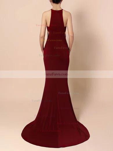 Trumpet/Mermaid Scoop Neck Jersey Sweep Train Split Front Prom Dresses #Favs020105838