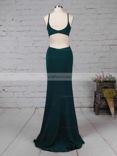 Sheath/Column V-neck Stretch Crepe Sweep Train Prom Dresses #Favs020105843