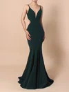 Sheath/Column V-neck Stretch Crepe Sweep Train Prom Dresses #Favs020105843