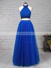 A-line Halter Tulle Floor-length Beading Prom Dresses #Favs020105845