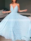 A-line V-neck Chiffon Floor-length Split Front Prom Dresses #Favs020102501