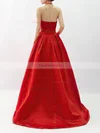 Princess Halter Satin Sweep Train Beading Prom Dresses #Favs020105851
