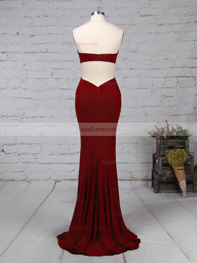 Sheath/Column Sweetheart Jersey Sweep Train Prom Dresses #Favs020105854