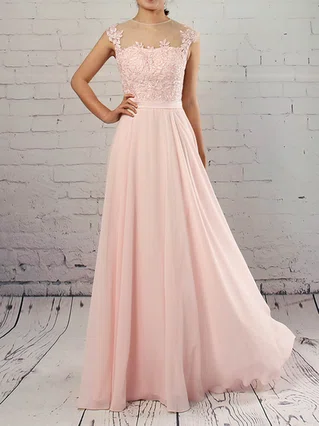 A-line Scoop Neck Chiffon Floor-length Appliques Lace Prom Dresses #Favs020105858 A-line Scoop Neck Chiffon Floor-length Appliques Lace Prom Dresses #Favs020105858