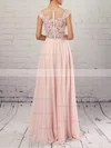 A-line Scoop Neck Chiffon Floor-length Appliques Lace Prom Dresses #Favs020105858