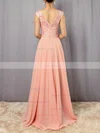 A-line V-neck Chiffon Floor-length Appliques Lace Prom Dresses #Favs020105892