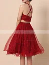 Princess Square Neckline Lace Tulle Short/Mini Beading Prom Dresses #Favs020105897