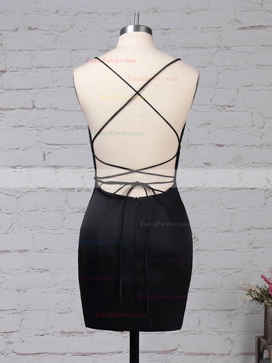 Sheath/Column Square Neckline Silk-like Satin Short/Mini Draped Prom Dresses #Favs020105905