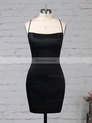 Sheath/Column Square Neckline Silk-like Satin Short/Mini Draped Prom Dresses #Favs020105905