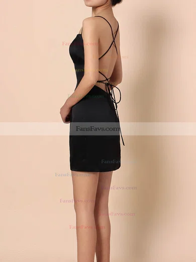 Sheath/Column Square Neckline Silk-like Satin Short/Mini Draped Prom Dresses #Favs020105905