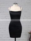 Sheath/Column Square Neckline Silk-like Satin Short/Mini Draped Prom Dresses #Favs020105905