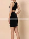Sheath/Column Scoop Neck Silk-like Satin Short/Mini Split Front Prom Dresses #Favs020105908