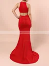 Sheath/Column V-neck Jersey Sweep Train Split Front Prom Dresses #Favs020105874