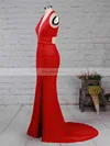 Sheath/Column V-neck Jersey Sweep Train Split Front Prom Dresses #Favs020105874