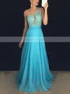 A-line One Shoulder Chiffon Sweep Train Appliques Lace Prom Dresses #Favs020102512