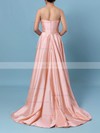A-line Square Neckline Satin Sweep Train Pockets Prom Dresses #Favs020106414