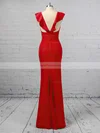 Sheath/Column V-neck Stretch Crepe Floor-length Prom Dresses #Favs020106415