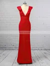 Sheath/Column V-neck Stretch Crepe Floor-length Prom Dresses #Favs020106415