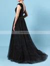 Princess Scoop Neck Tulle Sweep Train Lace Prom Dresses #Favs020106422