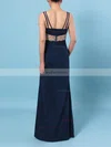 Sheath/Column V-neck Silk-like Satin Floor-length Beading Prom Dresses #Favs020106423