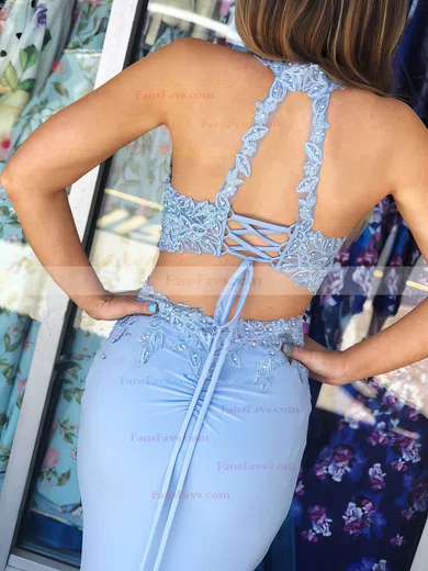 Trumpet/Mermaid High Neck Jersey Floor-length Beading Prom Dresses #Favs020106438