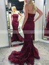 Trumpet/Mermaid Strapless Lace Sweep Train Prom Dresses #Favs020106440