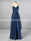 A-line Cowl Neck Silk-like Satin Floor-length Split Front Prom Dresses #Favs020106441