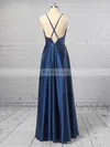 A-line Cowl Neck Silk-like Satin Floor-length Split Front Prom Dresses #Favs020106441
