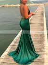 Trumpet/Mermaid V-neck Silk-like Satin Sweep Train Ruffles Prom Dresses #Favs020106463