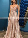 Princess V-neck Shimmer Crepe Floor-length Prom Dresses #Favs020106501