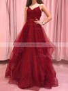 Princess V-neck Glitter Floor-length Cascading Ruffles Prom Dresses #Favs020106511