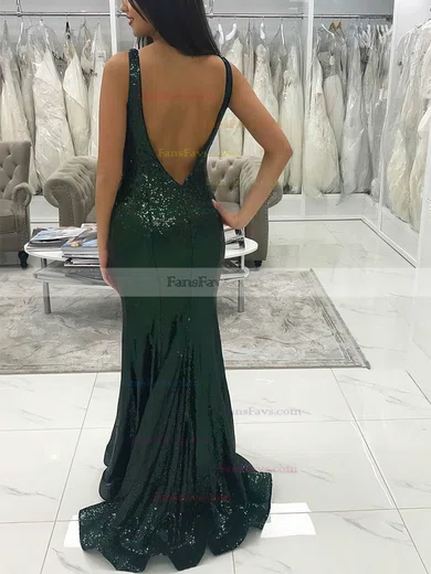 Trumpet/Mermaid V-neck Sequined Floor-length Prom Dresses #Favs020106512