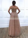 A-line One Shoulder Glitter Floor-length Beading Prom Dresses #Favs020106516