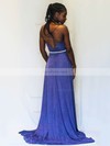 A-line V-neck Shimmer Crepe Sweep Train Sashes / Ribbons Prom Dresses #Favs020106521
