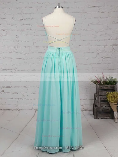 A-line V-neck Chiffon Floor-length Ruffles Prom Dresses #Favs020102734