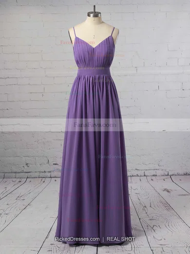 A-line V-neck Chiffon Floor-length Ruffles Prom Dresses #Favs020102734