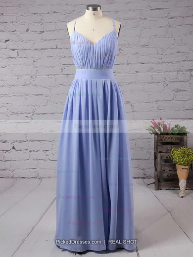 A-line V-neck Chiffon Floor-length Ruffles Prom Dresses #Favs020102734