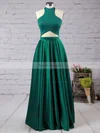 A-line Halter Satin Floor-length Prom Dresses #Favs020102737