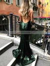 Trumpet/Mermaid V-neck Sequined Sweep Train Prom Dresses #Favs020106538