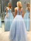 Princess V-neck Glitter Floor-length Beading Prom Dresses #Favs020106542