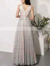 A-line V-neck Glitter Floor-length Beading Prom Dresses #Favs020106543