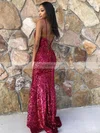Trumpet/Mermaid V-neck Sequined Floor-length Prom Dresses #Favs020106549