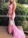 Trumpet/Mermaid Cowl Neck Shimmer Crepe Sweep Train Prom Dresses #Favs020106557