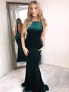 Trumpet/Mermaid Scoop Neck Velvet Sweep Train Prom Dresses #Favs020106657