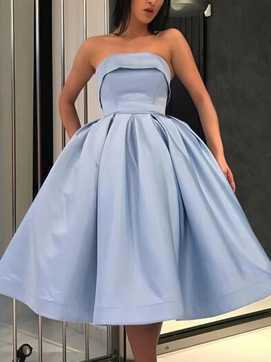 Princess Strapless Satin Tea-length Prom Dresses #Favs020106666