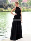 A-line Halter Chiffon Floor-length Lace Prom Dresses #Favs020102836