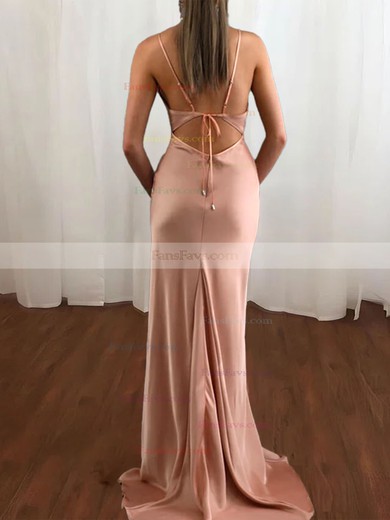 Sheath/Column Cowl Neck Silk-like Satin Sweep Train Prom Dresses #Favs020106728